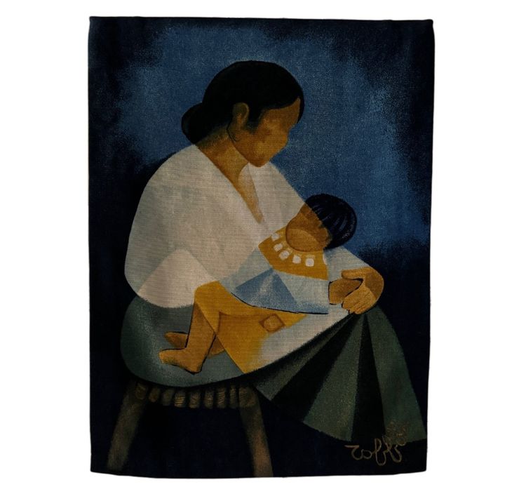 Tenderness wool tapestry by C Robert Four XXe