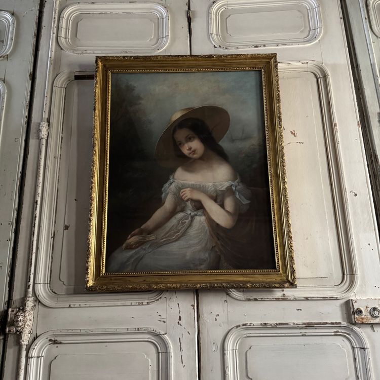 Porträt eines jungen Mädchens, Pastell auf Leinwand, Mitte des 19. Jahrhunderts, von Claude Gros