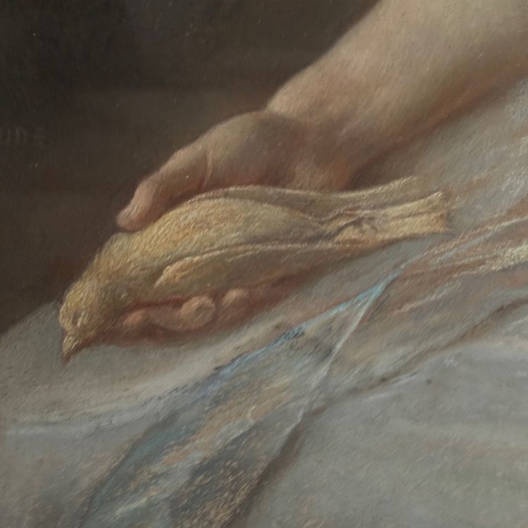 Porträt eines jungen Mädchens, Pastell auf Leinwand, Mitte des 19. Jahrhunderts, von Claude Gros