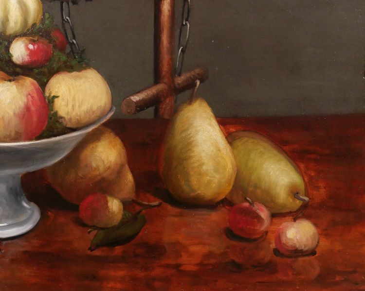 Paul-Désiré TROUILLEBERT 1831-1900 Papagei und Früchtestillleben, Gemälde, um 1870