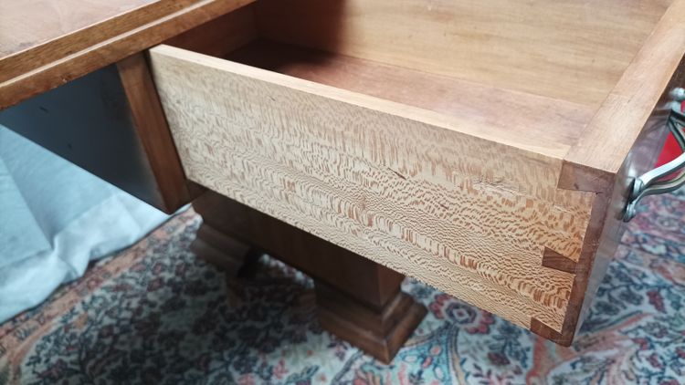Art Deco console in burr walnut