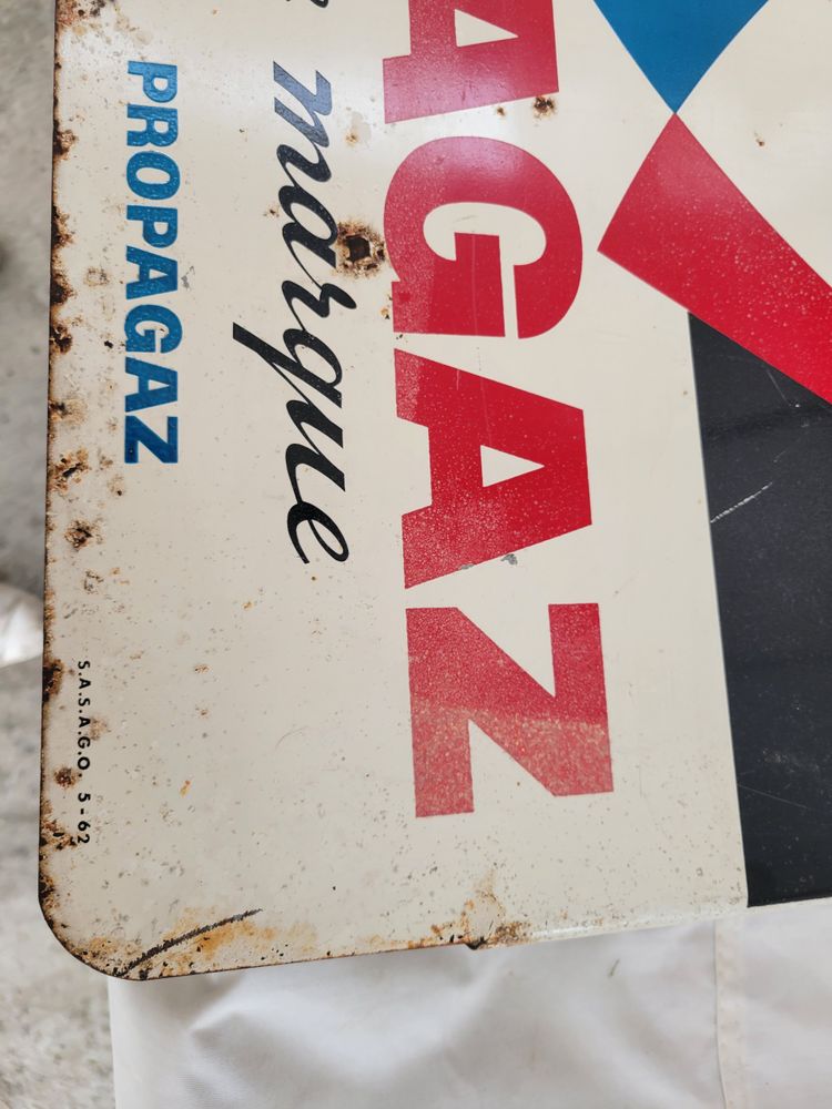 plaque tole émailée pub BUTAGAZ recto verso h71 x l49 de 1962