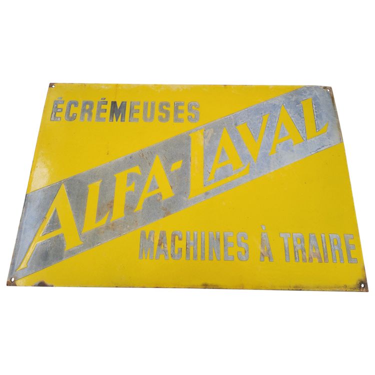 Plaque émailée Publicitaire  écremeuse ALFA-LAVAL machine à traire    H 40 x L 60 