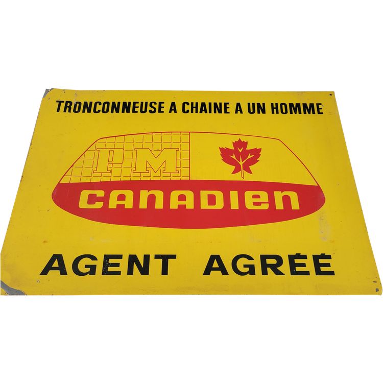  Plaque  peinte en tôle    Publicitaire CANADIEN tronçonneuse h50x l 75