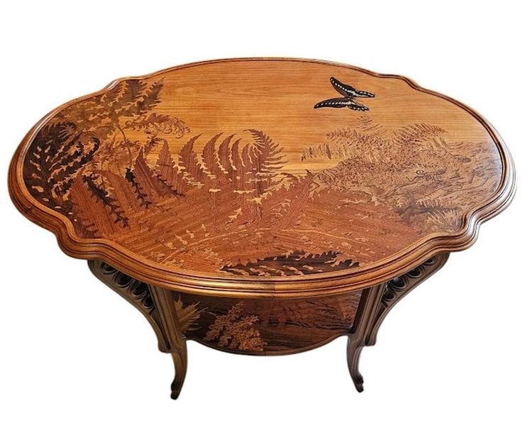 Emile Gallé Table à Thé Art Nouveau "Fougères"