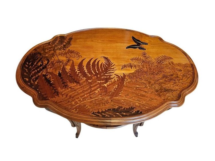 Emile Gallé Table à Thé Art Nouveau "Fougères"