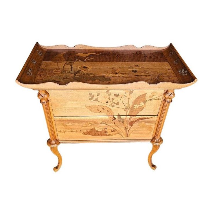 Emile Gallé Rare Commode Sauteuse Art Nouveau "Marais Fleuri et Libellule"