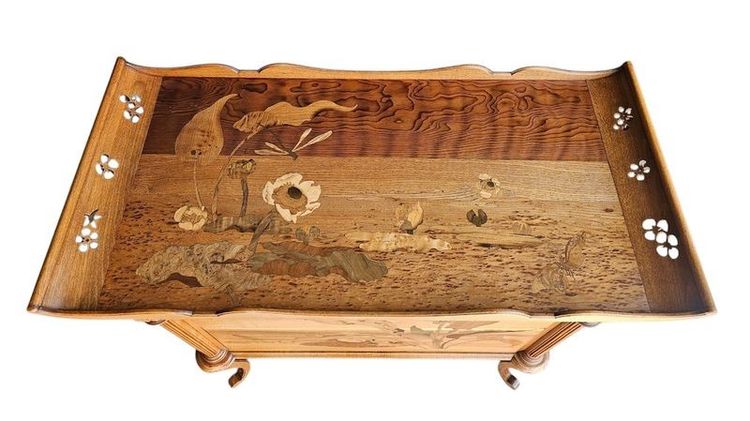 Emile Gallé Rare Commode Sauteuse Art Nouveau "Marais Fleuri et Libellule"