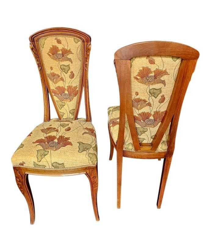 Louis Majorelle Pair of Art Nouveau "Chicorée" Chairs