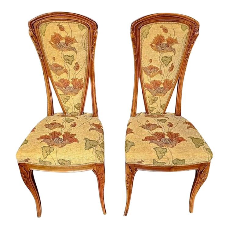 Louis Majorelle Pair of Art Nouveau "Chicorée" Chairs