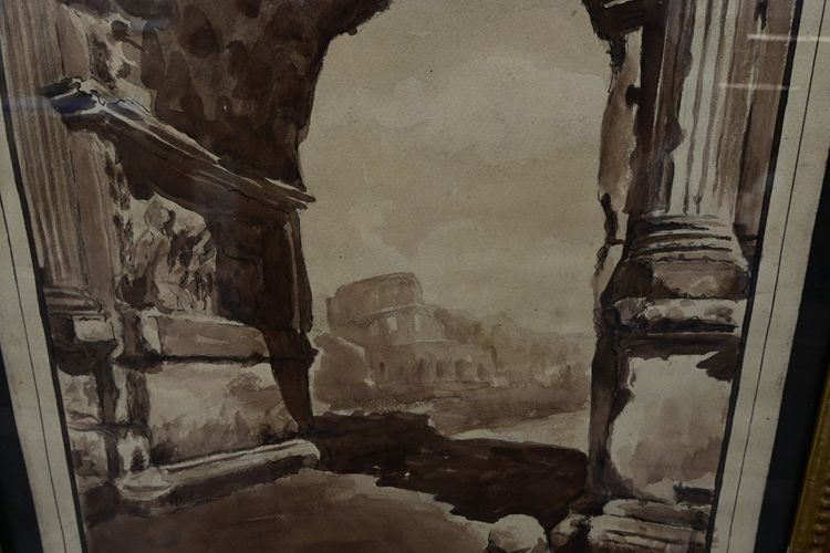 Arch of Titus , 18th century wash drawing