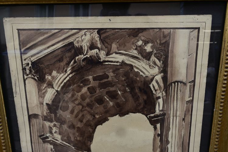 Arch of Titus , 18th century wash drawing