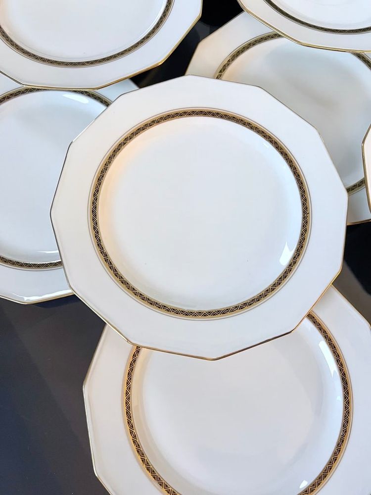 12 Piatti da tavola - Porcellana di Limoges - A. Lanternier - Servizio da tavola Art Déco