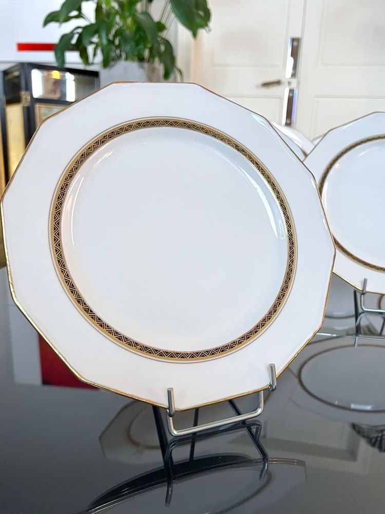 12 Piatti da tavola - Porcellana di Limoges - A. Lanternier - Servizio da tavola Art Déco