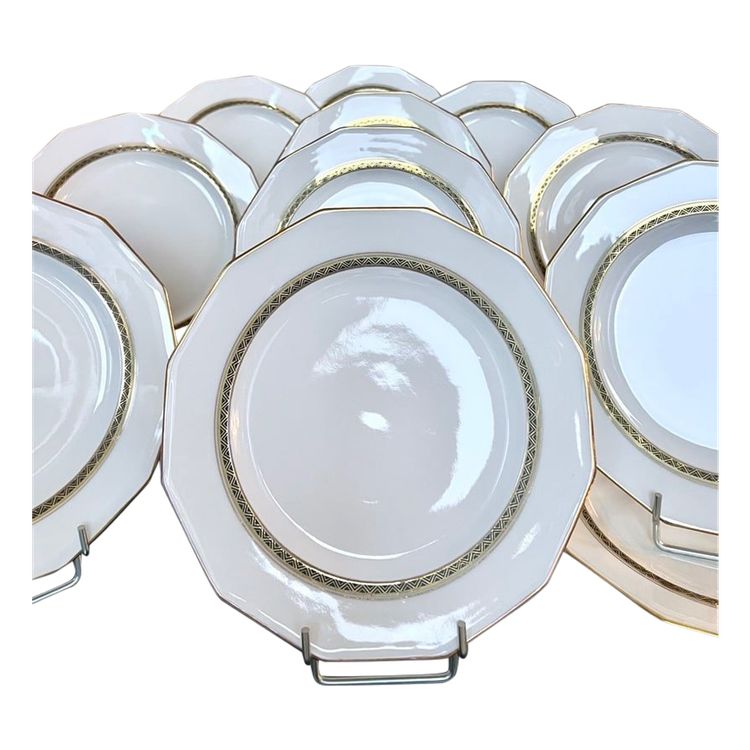 11 Flache Teller Polygonal Art Deco - Limoges Porzellan - A. Lanternier