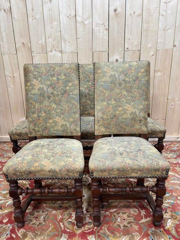 Series of 5 Louis XIII style chairs