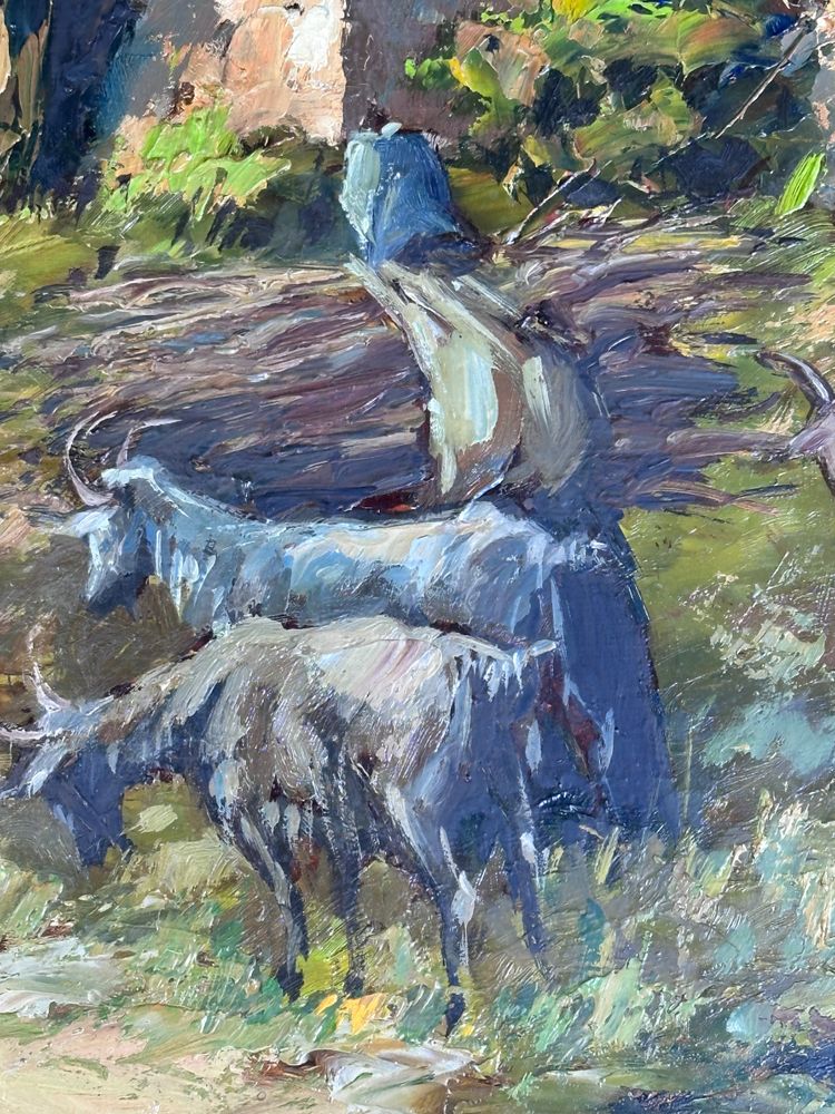 Peinture huile sur panneau "Scène provençale" par Georges Car