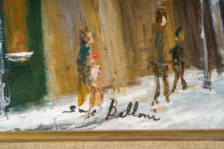 Serge Belloni (1925-2005) - Die Rue des Saules im Schnee Öl auf Holz um 1970