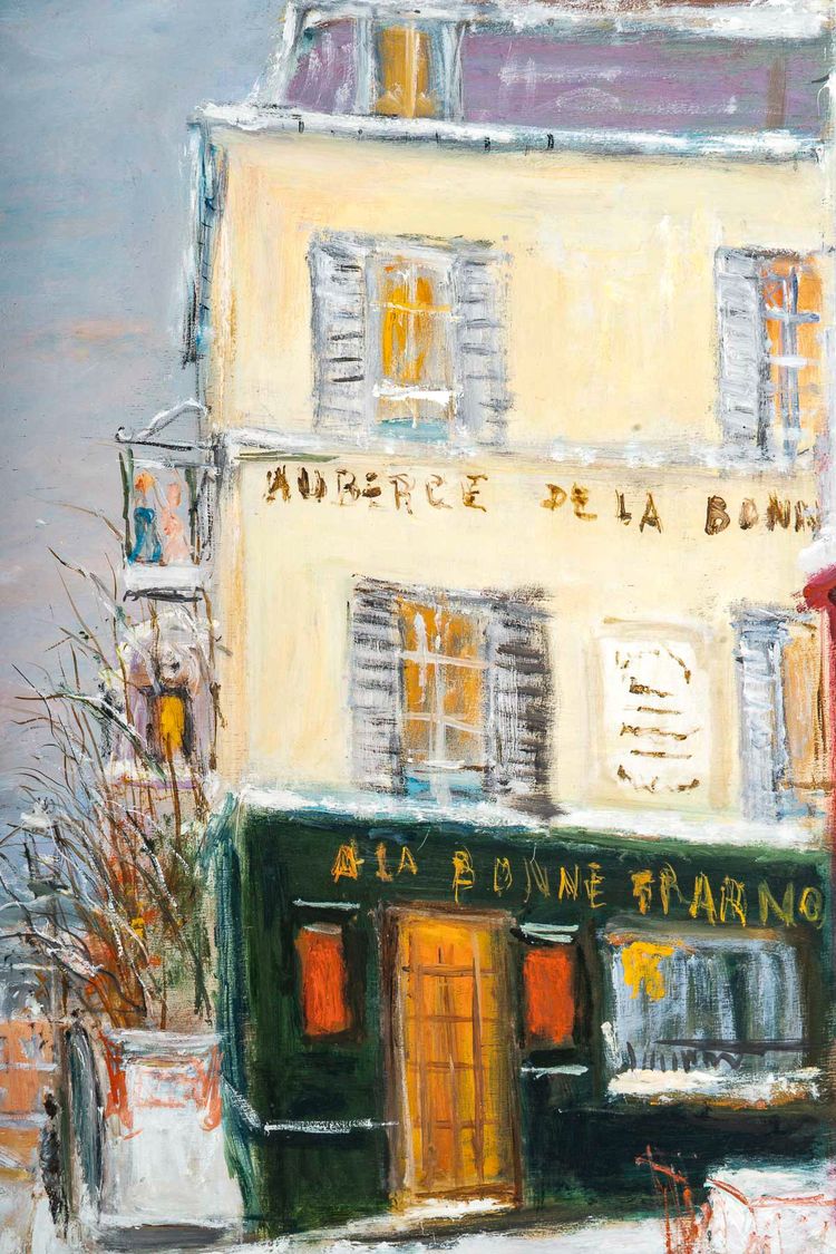 Serge Belloni (1925-2005) - Die Rue des Saules im Schnee Öl auf Holz um 1970