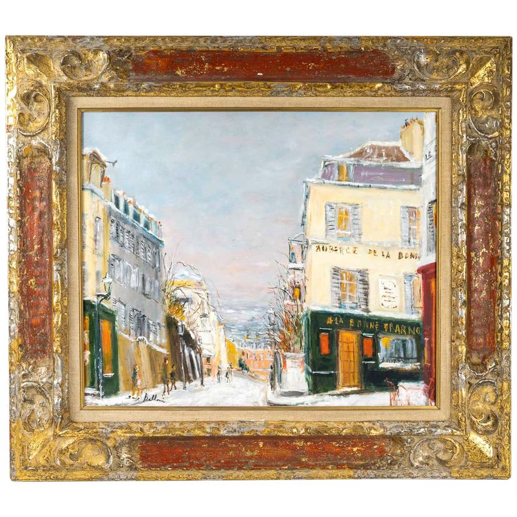 Serge Belloni (1925-2005) - Die Rue des Saules im Schnee Öl auf Holz um 1970