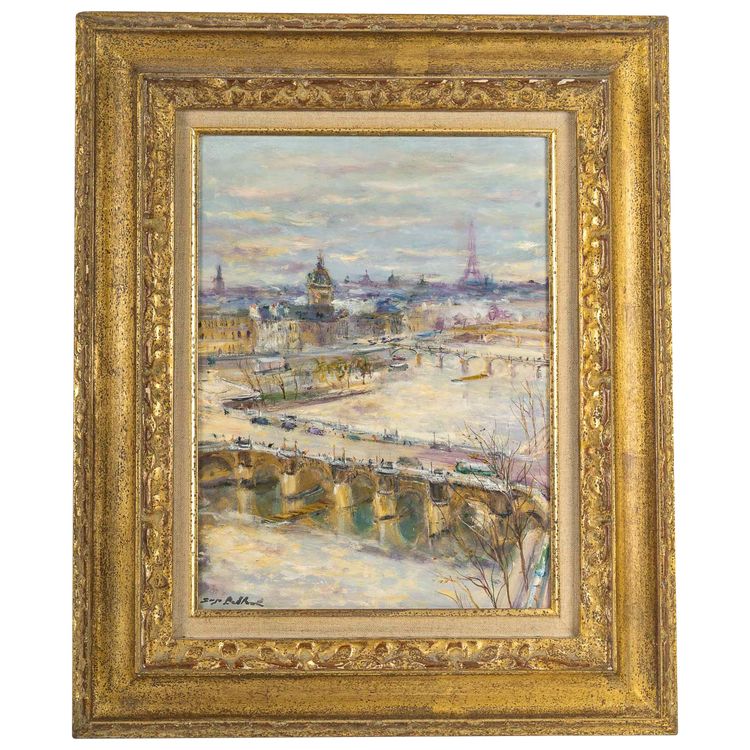 Serge Belloni (1925-2005) - Sunrise over Pont-Neuf Oil on Wood, circa 1980