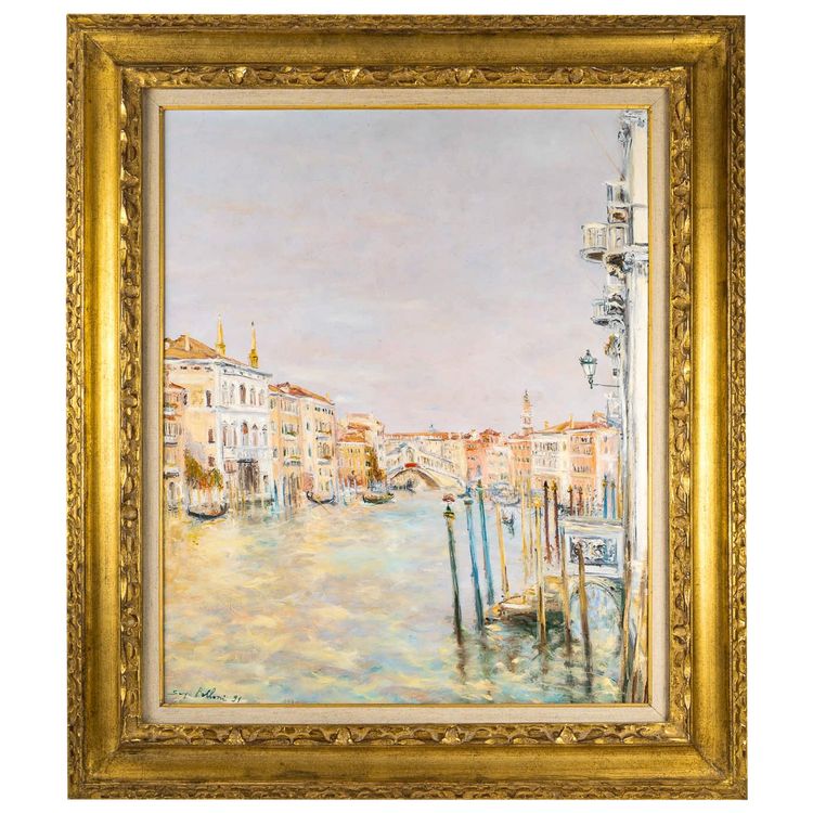 Serge Belloni (1925-2005) - The Rialto and Gondolas on the Grand Canal Oil on Panel, circa 1991