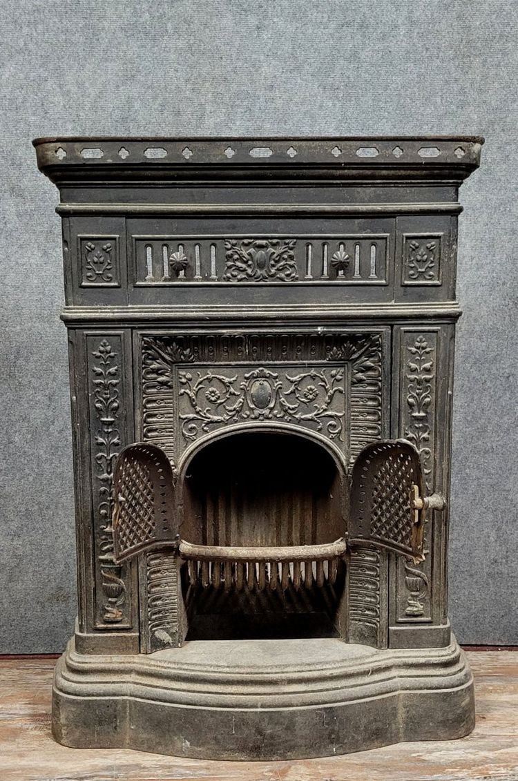 Napoleon III period cast iron mantel or fireplace front circa 1880