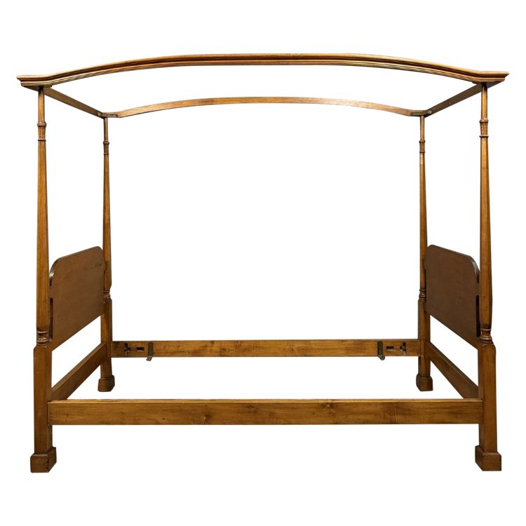 Smith & Watson Mint New York: letto a baldacchino in legno massiccio del 1950 circa