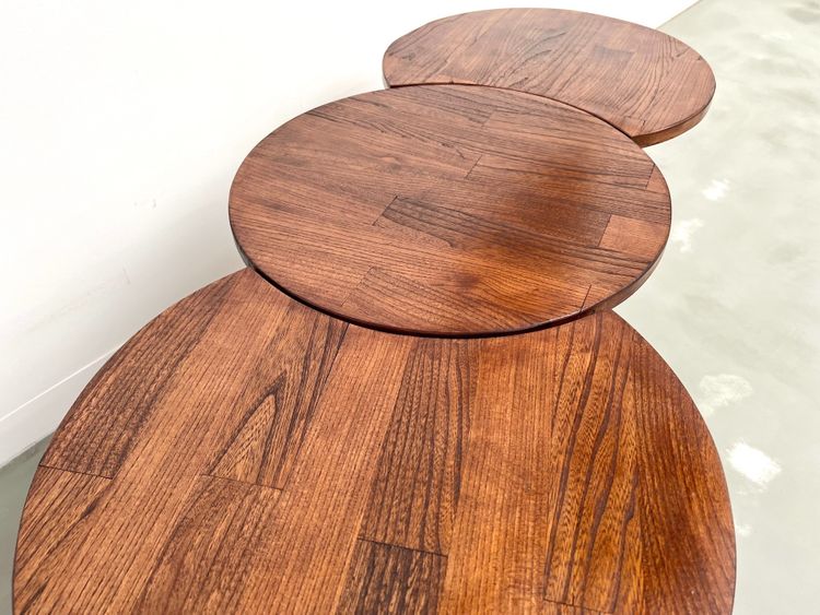 Ensemble de 3 tables basses demi-lune, Danemark, années 60