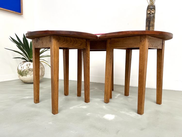 Ensemble de 3 tables basses demi-lune, Danemark, années 60