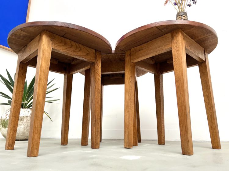Ensemble de 3 tables basses demi-lune, Danemark, années 60