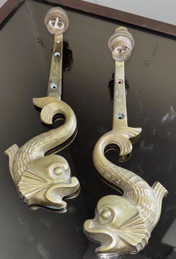E. GUILLEMARD (XX) Coppia di appliques in ormolu Art Déco firmate