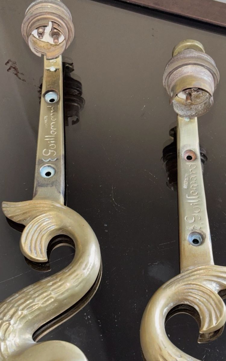 E. GUILLEMARD (XX) Coppia di appliques in ormolu Art Déco firmate