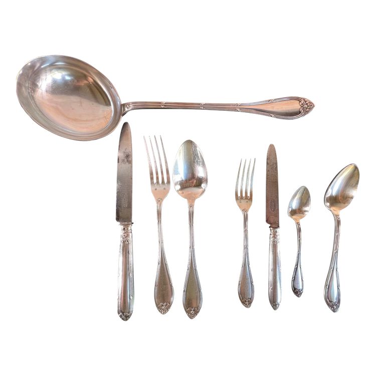Large antique silver-plated menagère - Manufacture Cailar Bayard, Paris - 95 pieces