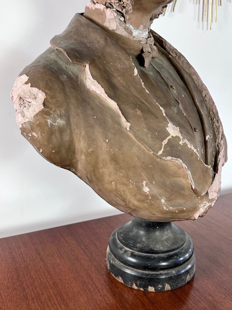 Terra cotta bust of a gentleman, Napoleon III period, signed Scoto