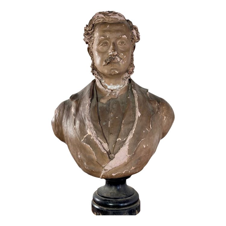 Terra cotta bust of a gentleman, Napoleon III period, signed Scoto