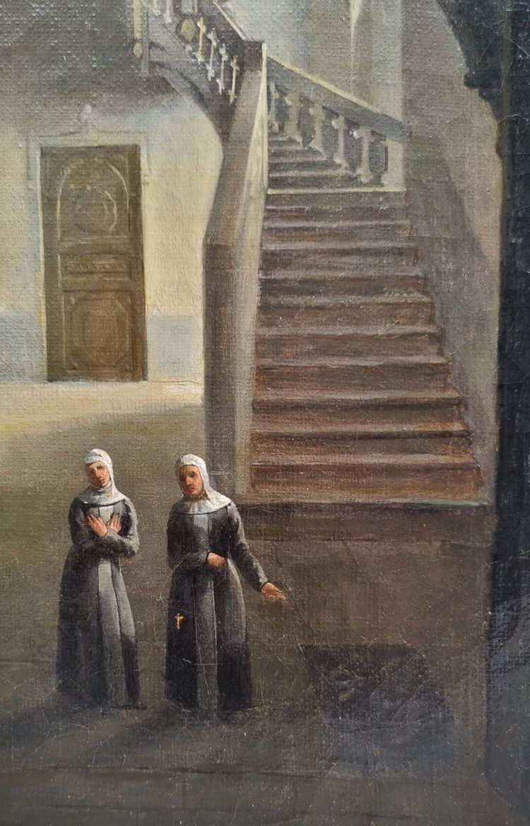 François-Marius GRANET (Entourage de) - Interno di un convento con suore