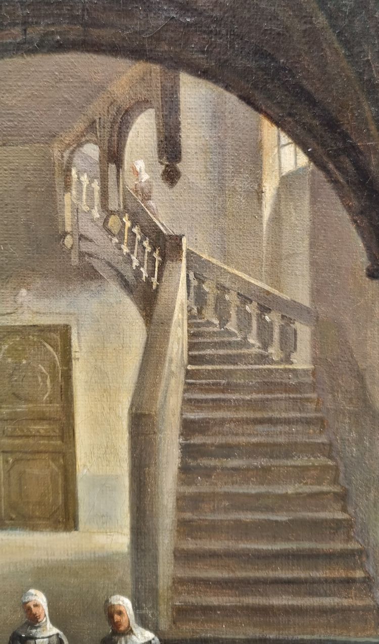 François-Marius GRANET (Entourage de) - Interno di un convento con suore