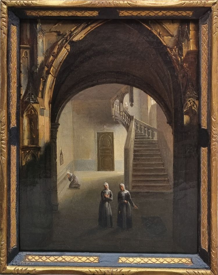François-Marius GRANET (Entourage de) - Interno di un convento con suore