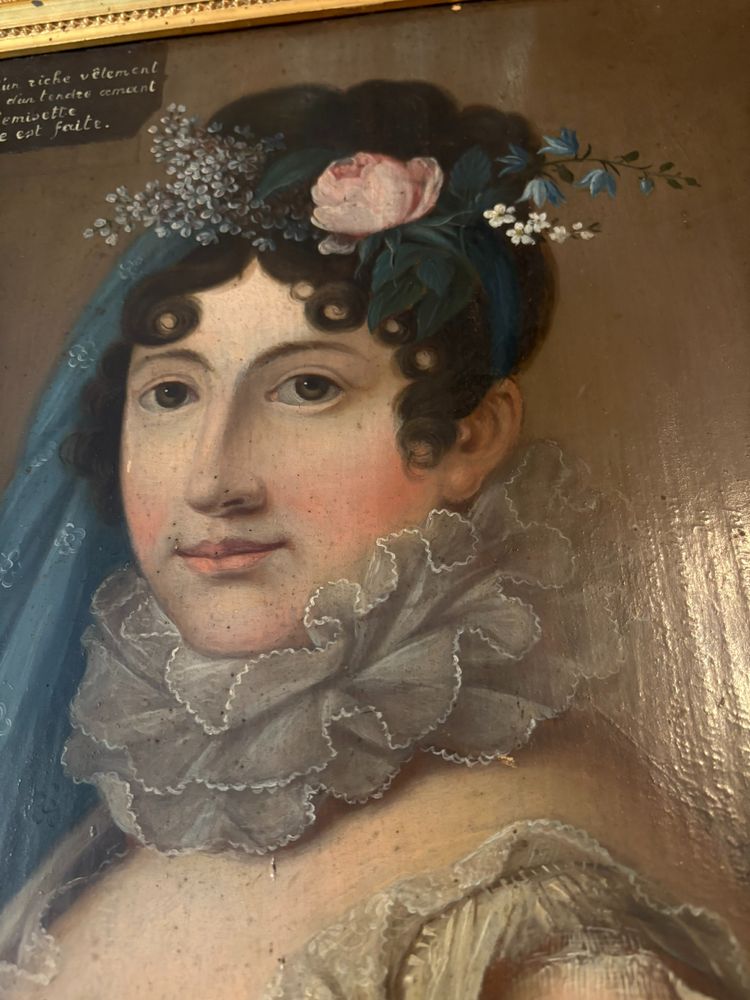 TABLEAU époque 18ème, PORTAIT FEMME A LA ROBE DECHIREE