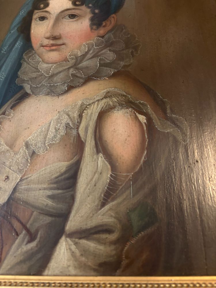 TABLEAU époque 18ème, PORTAIT FEMME A LA ROBE DECHIREE