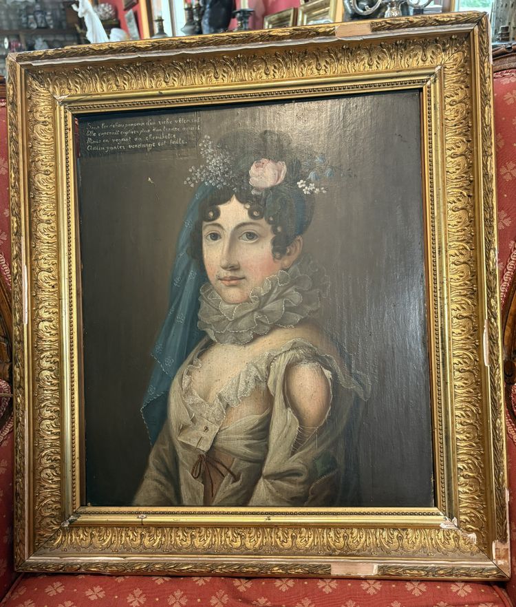 TABLEAU époque 18ème, PORTAIT FEMME A LA ROBE DECHIREE