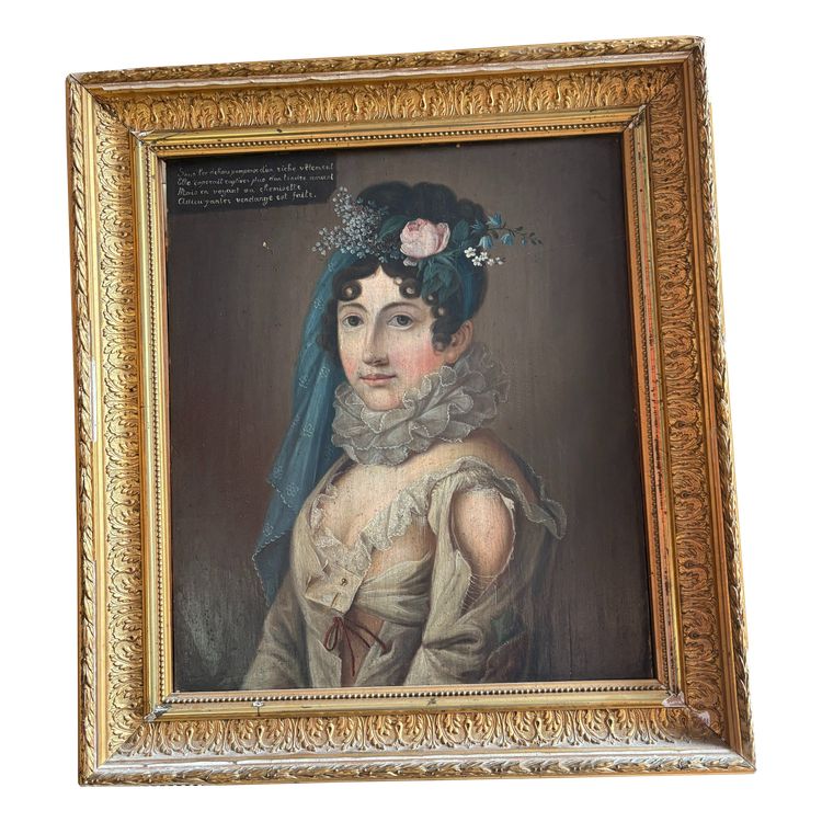 TABLEAU époque 18ème, PORTAIT FEMME A LA ROBE DECHIREE