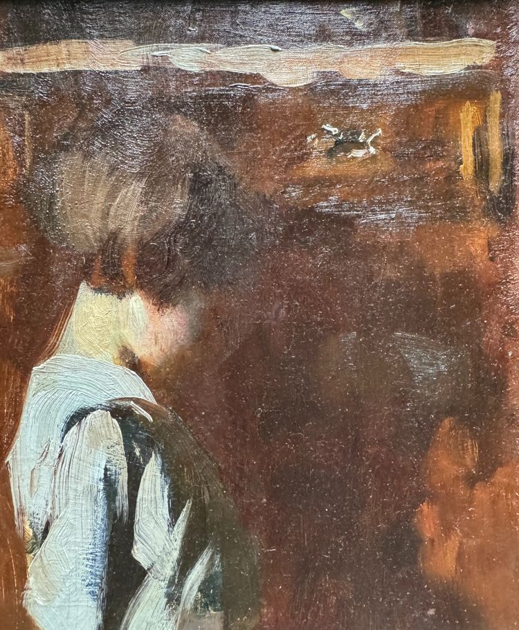 Französische Schule des Impressionismus - Kind mit Kommode, circa 1890