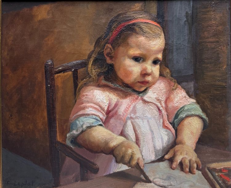 France Leplat (1895-1953) - Ragazza che colora, 1930 circa