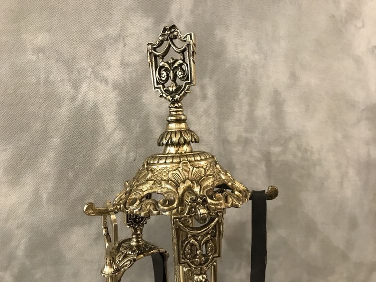 Antico caminetto in bronzo e ottone del XIX secolo