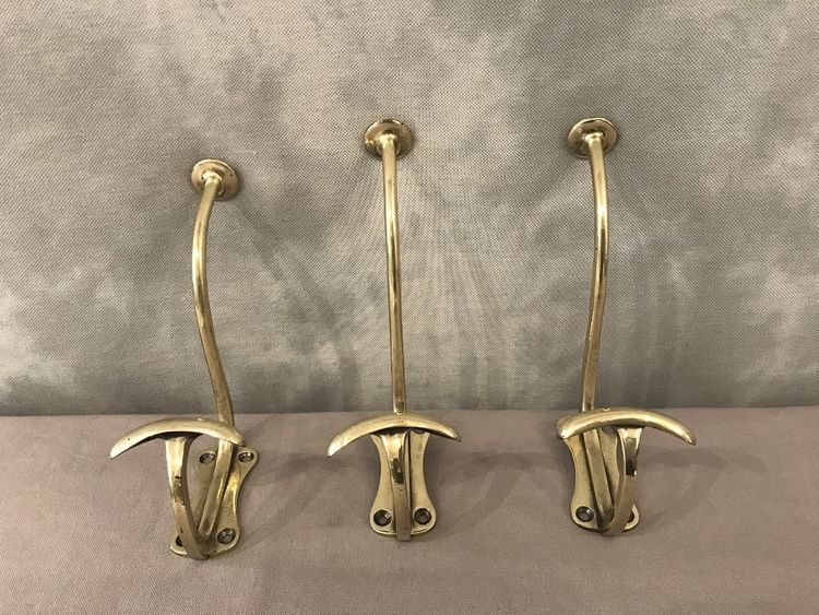 Ensemble de trois porte manteaux, patères en bronze d'époque 19 ème 