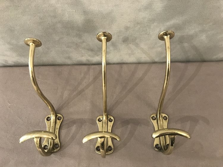 Ensemble de trois porte manteaux, patères en bronze d'époque 19 ème 