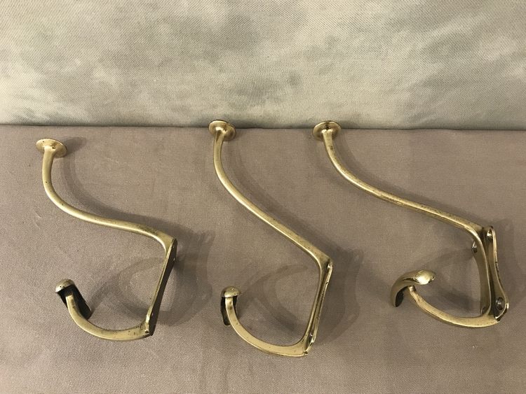 Ensemble de trois porte manteaux, patères en bronze d'époque 19 ème 