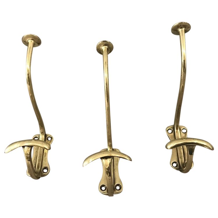 Ensemble de trois porte manteaux, patères en bronze d'époque 19 ème 
